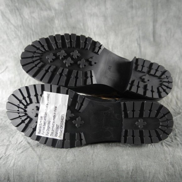 Marc Jacob MBMJ Classic Ankle Boot Size 38.5 $398 Black Leather/Animal Print Fur - Picture 6 of 7